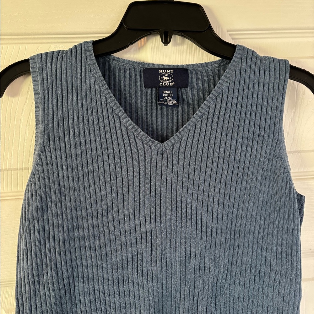 Hunt Club Vintage Blue Ribbed Sleeveless Top